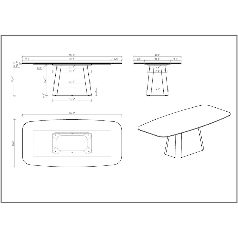 Somette Kenny Modern Marbleized Sintered Stone Dining Set