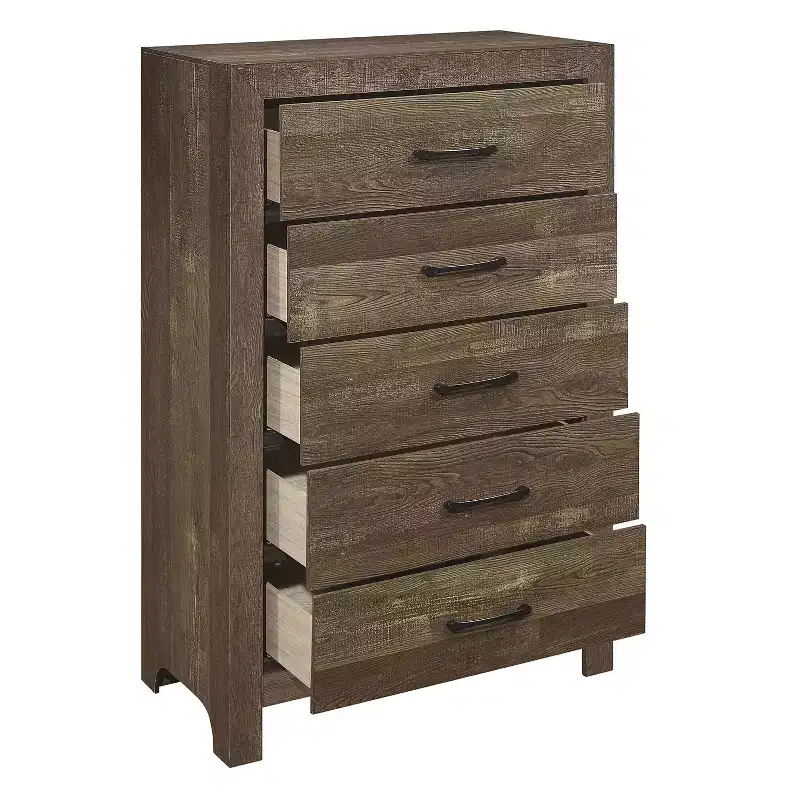 Okak Farmhouse Style 2/5-Drawer Nightstand with Black Metal Hardware, Wood Chest for Bedroom