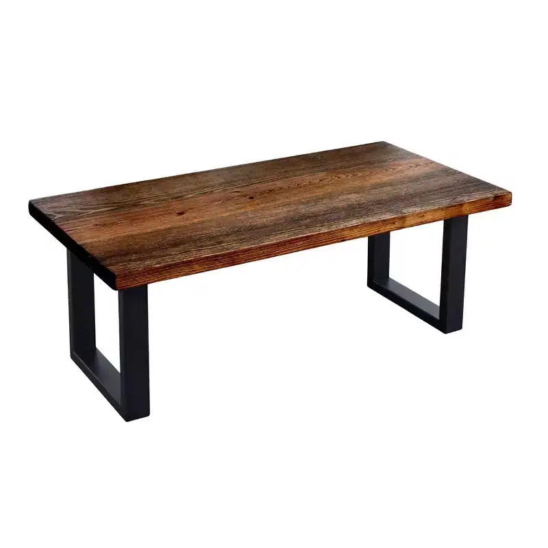 Boulder Black Solid Wood Coffee Table with 12 in. Landscape Legs