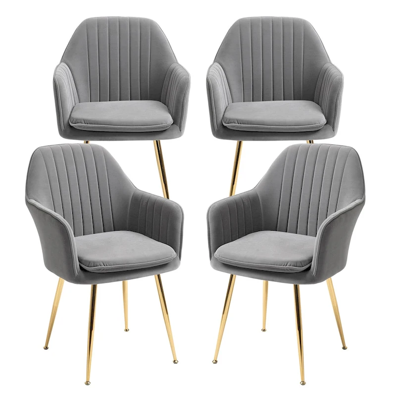 AVAWING Upholstered Velvet Dining Chairs Accent Arm Chairs Set of 4