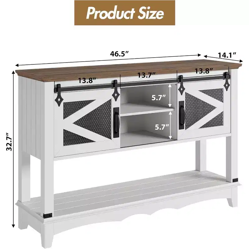 46.5 Console Table with Storage ,2 Tier Wooden Entryway Table with Open Storage Shelf,Narrow Long Behind Couch Sofa Tables for Living Room,Entrance