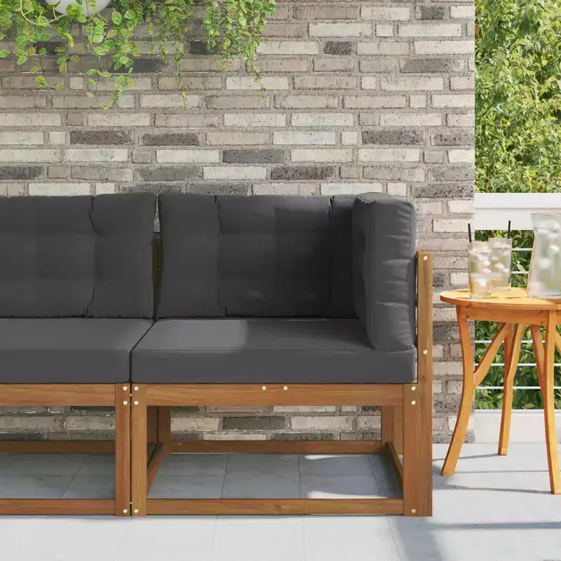 Outdoor Corner Sofa in Solid Acacia Wood - Natural Finish
