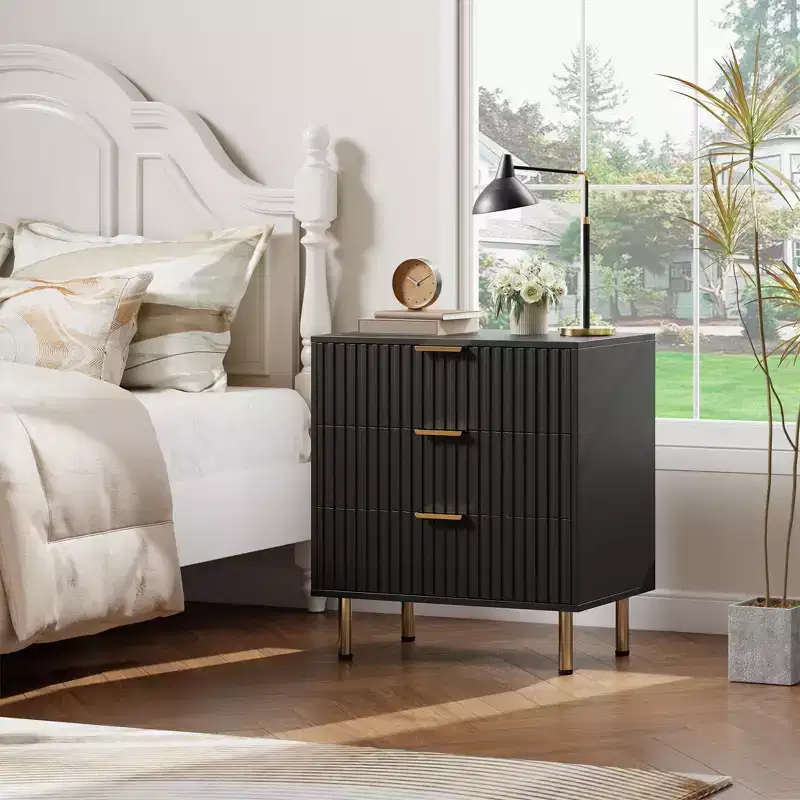 Zstar 21.6 Tall Fluted 3 Drawer Dresser for Bedroom, Deep Drawers