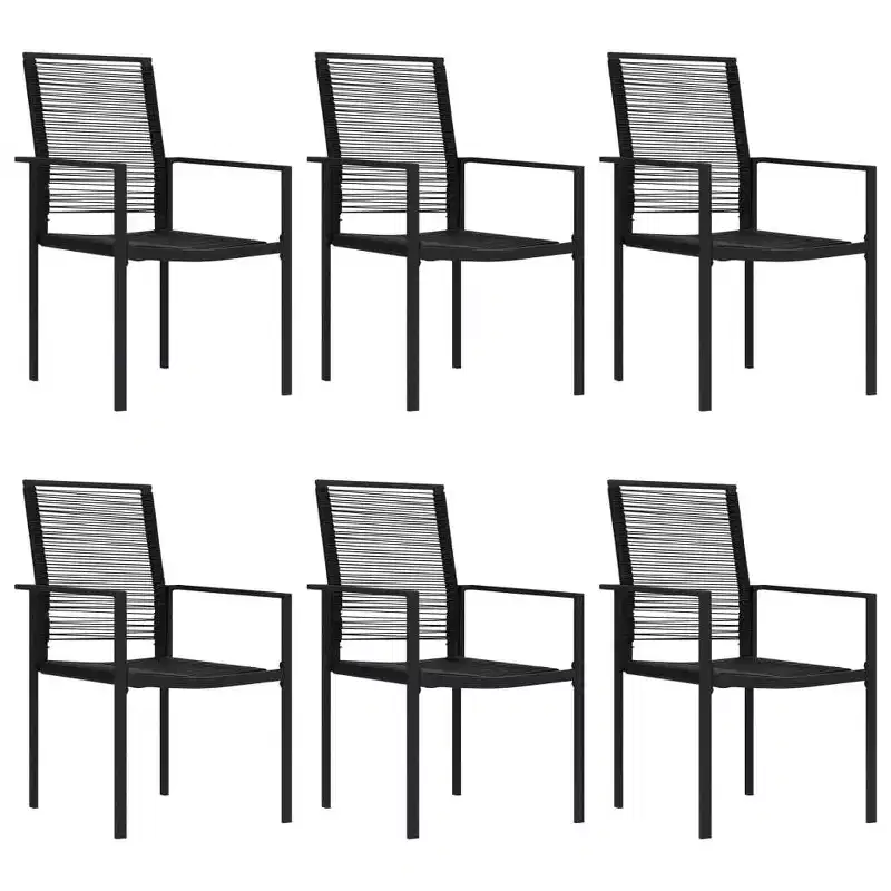 vidaXL Dining Set Black Glass, Powder-Coated Steel, PVC Rattan 7-piece set