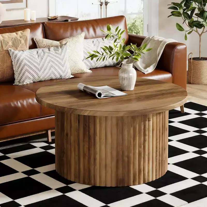 Coffee Table, Farmhouse Circle Center Table Sofa Side Table