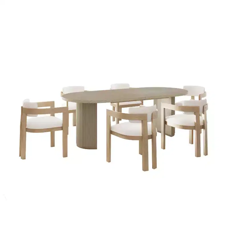 Christopher Knight Home Preyta Rustic 7 Piece Rubberwood Upholstered Dining Set with Double Pedestal Oval Table