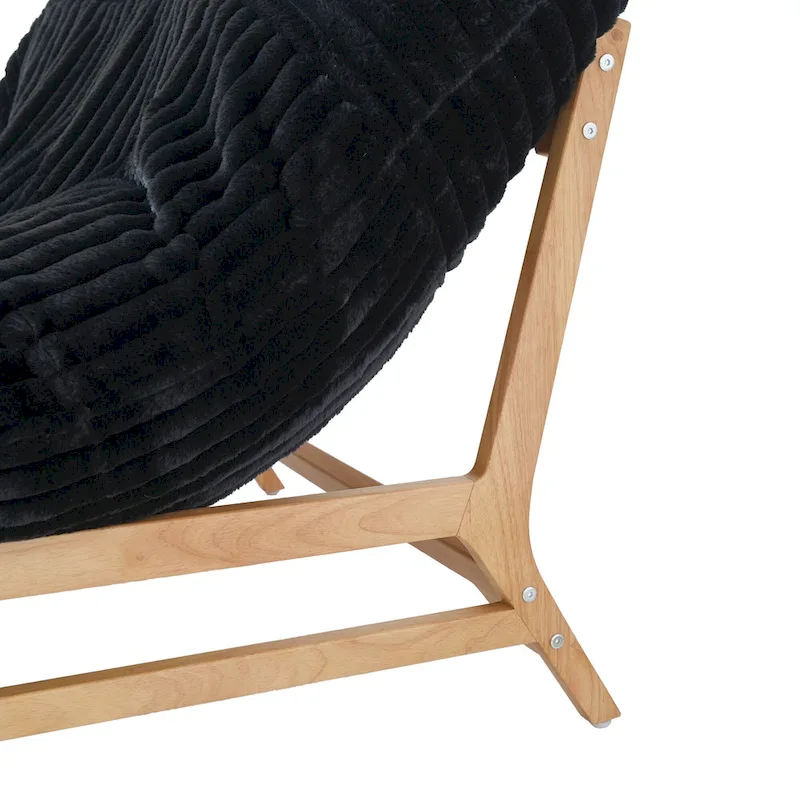 Bean Bag Accent Chair Large Plush Bean Bag Lounger with Solid Wood Frame Comfy Lounge Chair with Down Filling