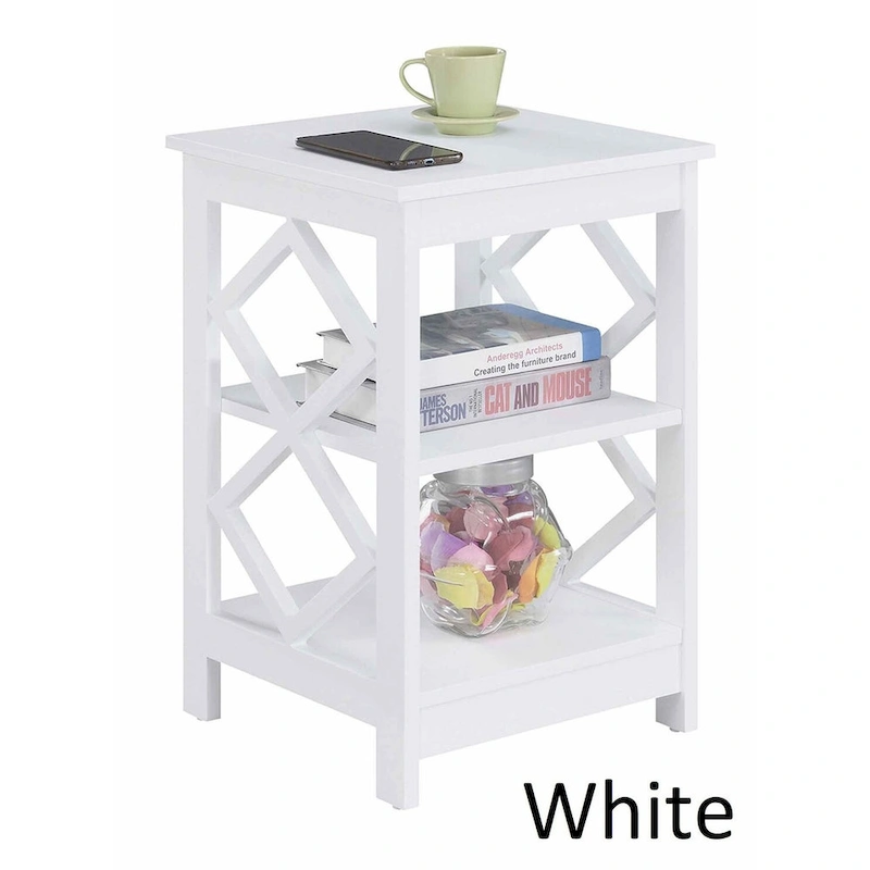 Convenience Concepts Diamond End Table with Shelves