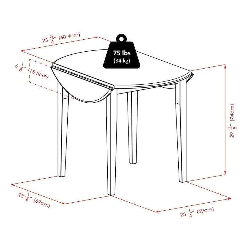 3-Pc Drop Leaf Table with Key Hole-backChairs, Walnut