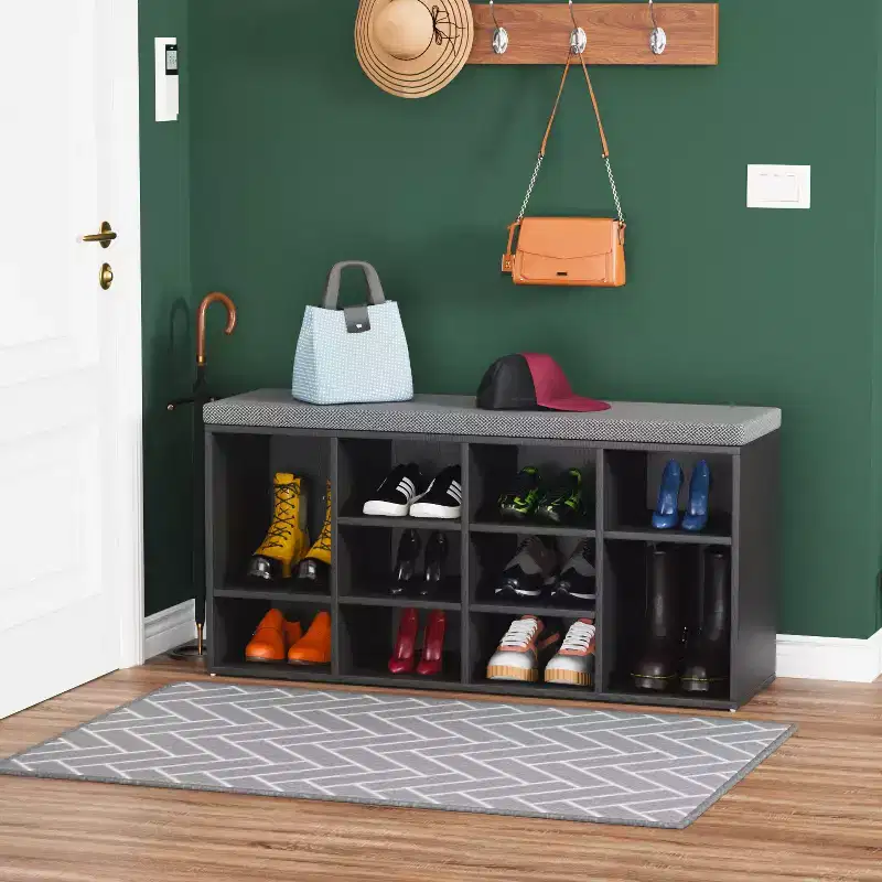 BestMassage Shoe Bench Storage Shoe Organizer Entryway Bench with with Cushion