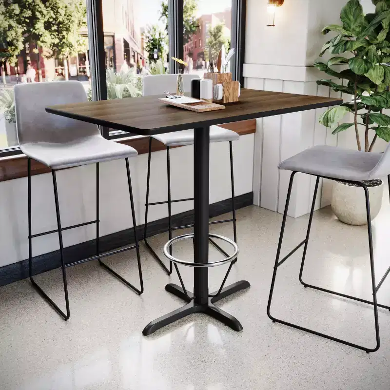 30x48 Rectangular Laminate Bar Table with 23.5x29.5 Foot Ring Base