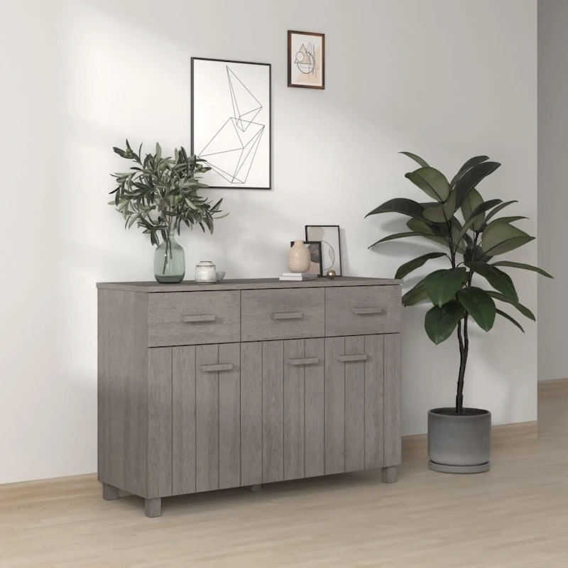 vidaXL Sideboard Bar Buffet Console Cabinet with Drawers HAMAR Solid Wood Pine - 44.5 x 15.7 x 31.5