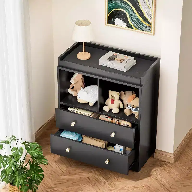 Baby Changing Table  Modern 2-Drawer Nursery Dresser with Changing Pad for Kids Room (1-Piece)