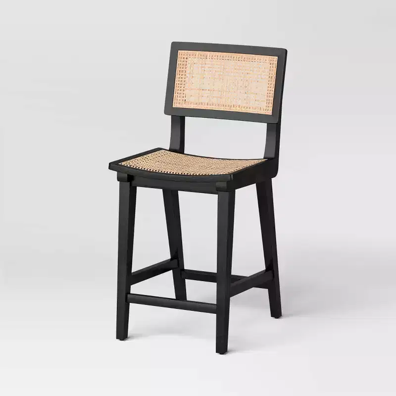 23.62 Tormod Backed Cane Counter Height Barstool with Footrest - Threshold