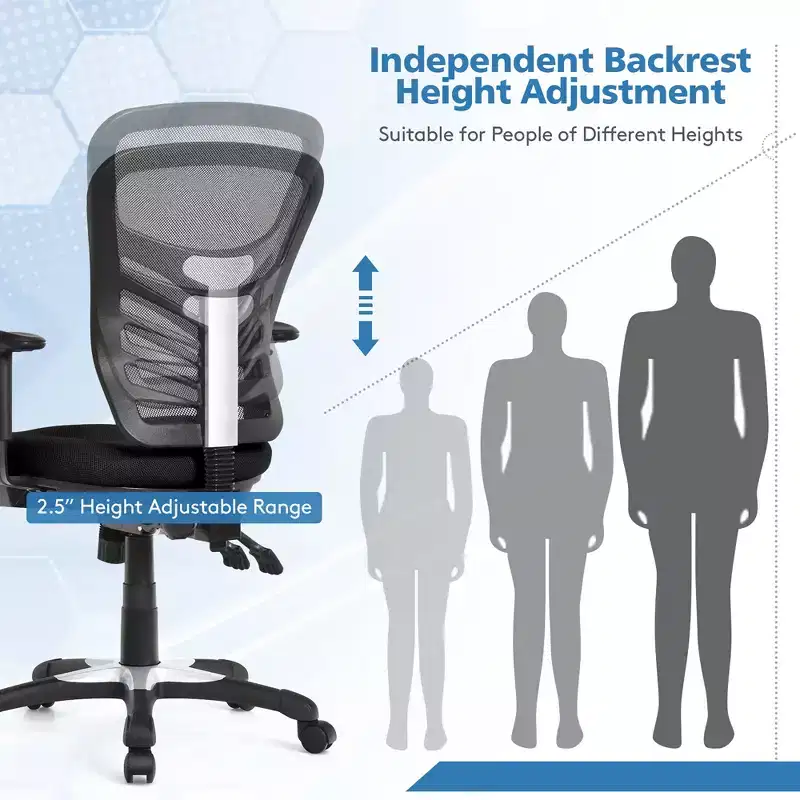 Mesh Office Chair 3-Paddle Computer Desk Chair with Adjustable Seat