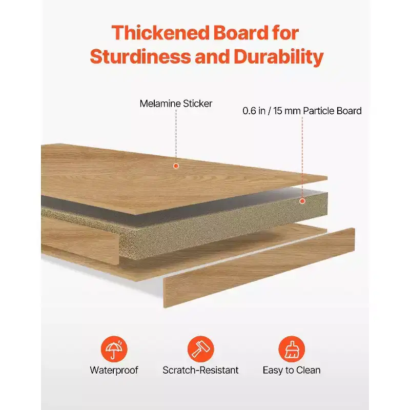 VIYET 29 1-Tier Desktop Bookshelf - Wood, Anti-Slip Feet Pads