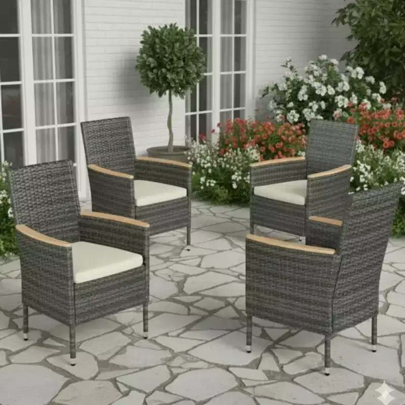 4-Piece All-Weather Rattan Patio Dining Chair