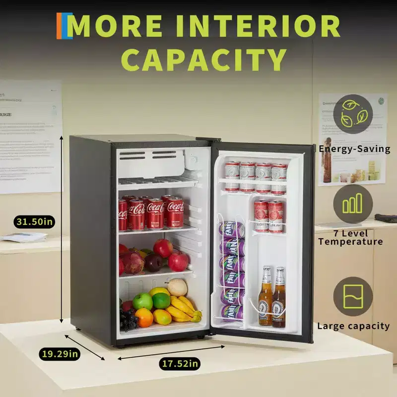 3.2 Cu. Ft. Compact Refrigerator Single Door Mini Fridge for Dorm, Office, Bedroom, Kitchen, Bar Use