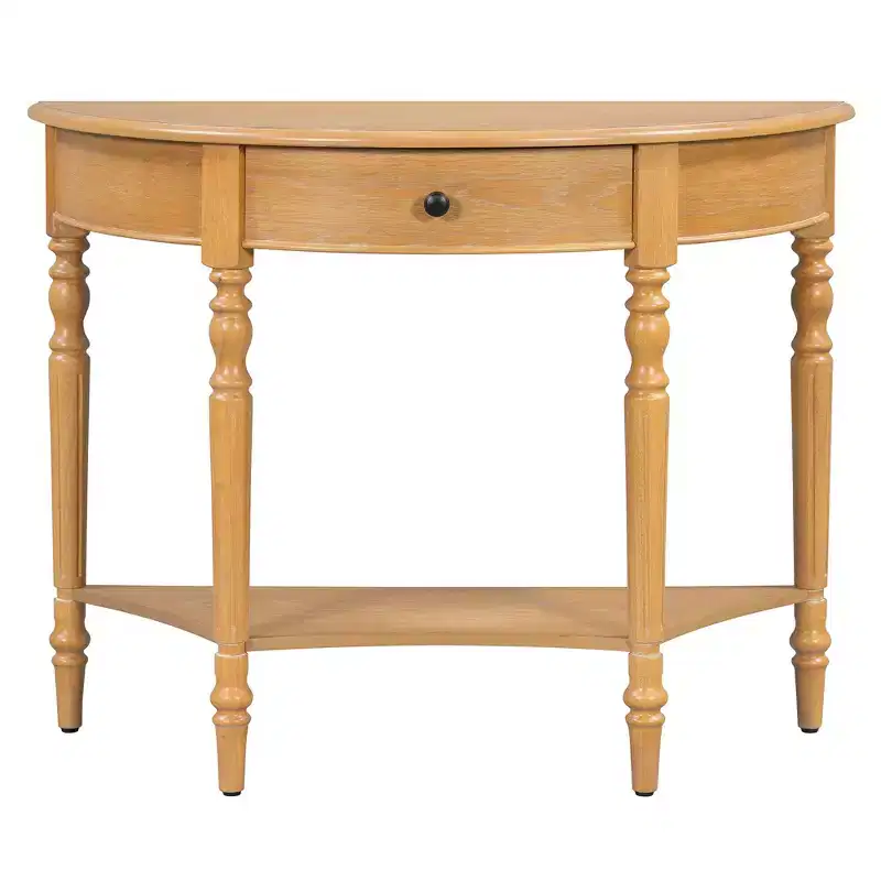 Polibi Farmhouse Crescent Entry Console with Drawer & Shelf