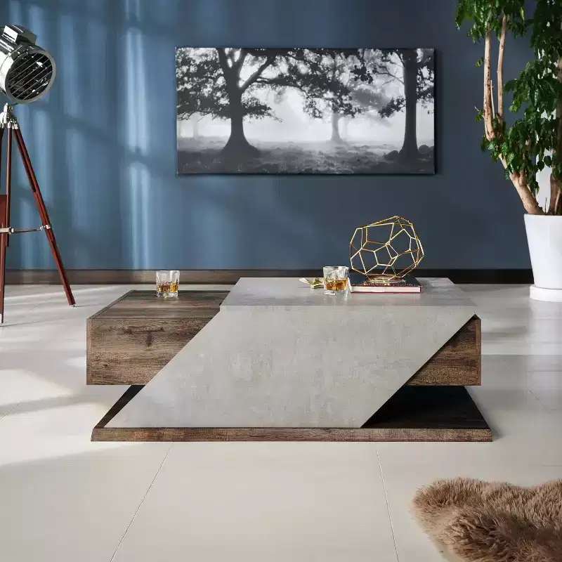 Antero Lift Top Coffee Table Reclaimed Oak: Industrial Style, Storage Compartment, MDF