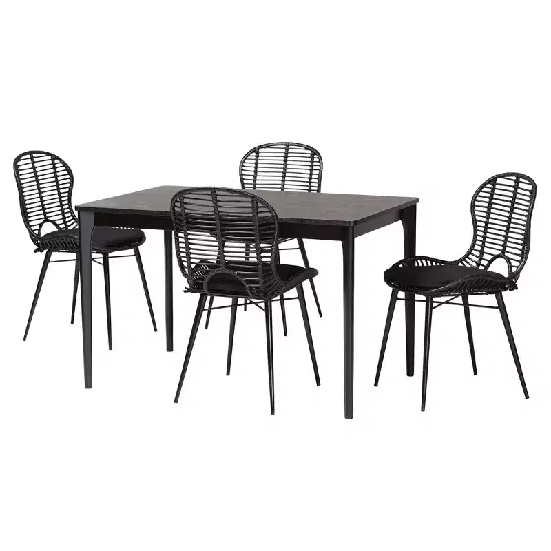 Baxton Studio Brenna Modern Bohemian Wood 5-Piece Dining Set