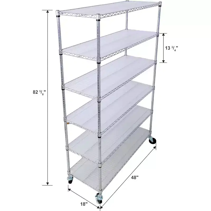6 Metal Wire Shelving with & Shelf - Adjustable Storage for Home Room