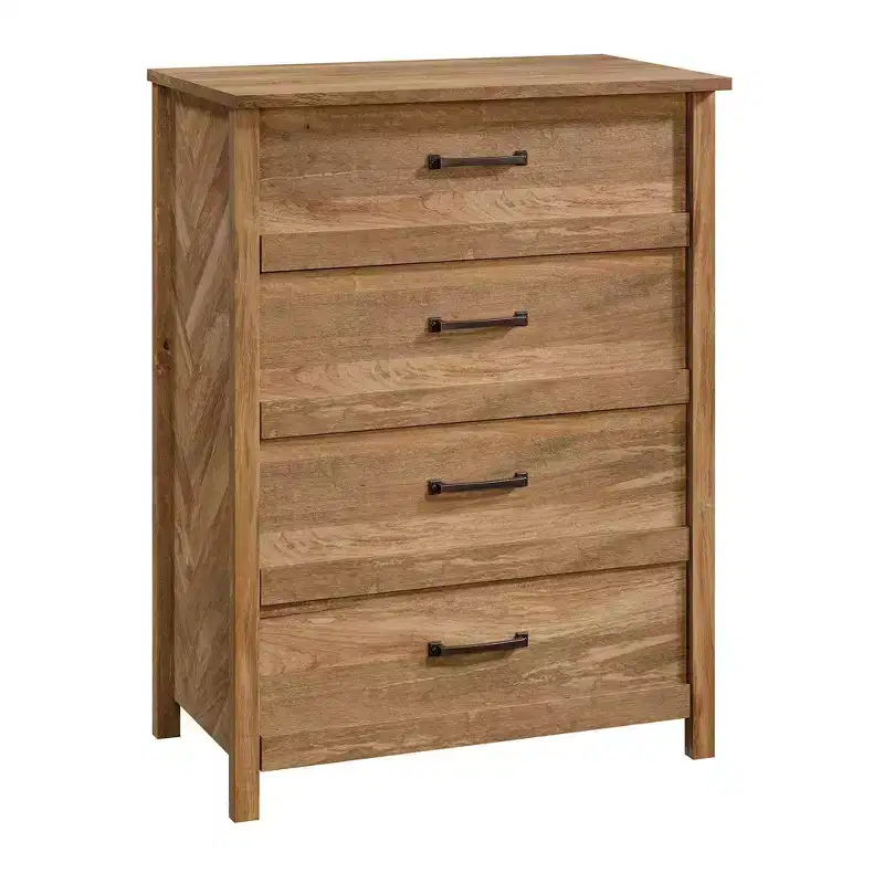 Cannery Bridge 4 Drawer Chest Sindoori Mango - Sauder: Mid-Century Modern Storage, Wood Composite, No Tools Assembly