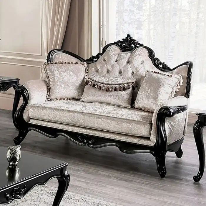 Clarissa Traditional 2-Seater Loveseat with Button Tufted Back and Accent Pillow