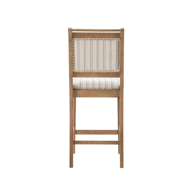 Demi Rustic Grey Solid Wood Striped 26-Inch Counter Stool