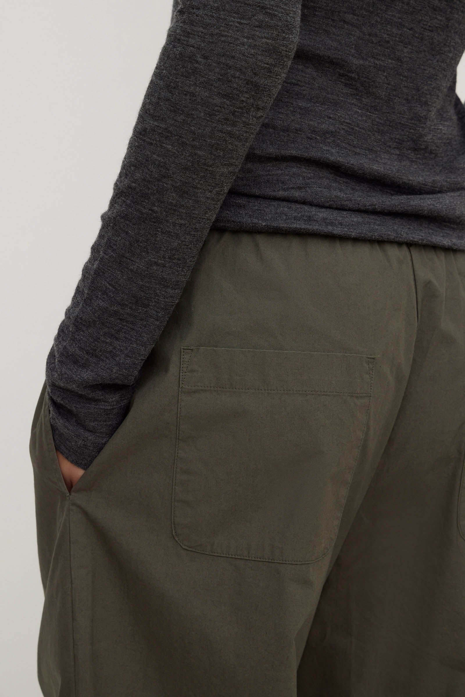 Dark Military Cotton Barrel Leg Pant