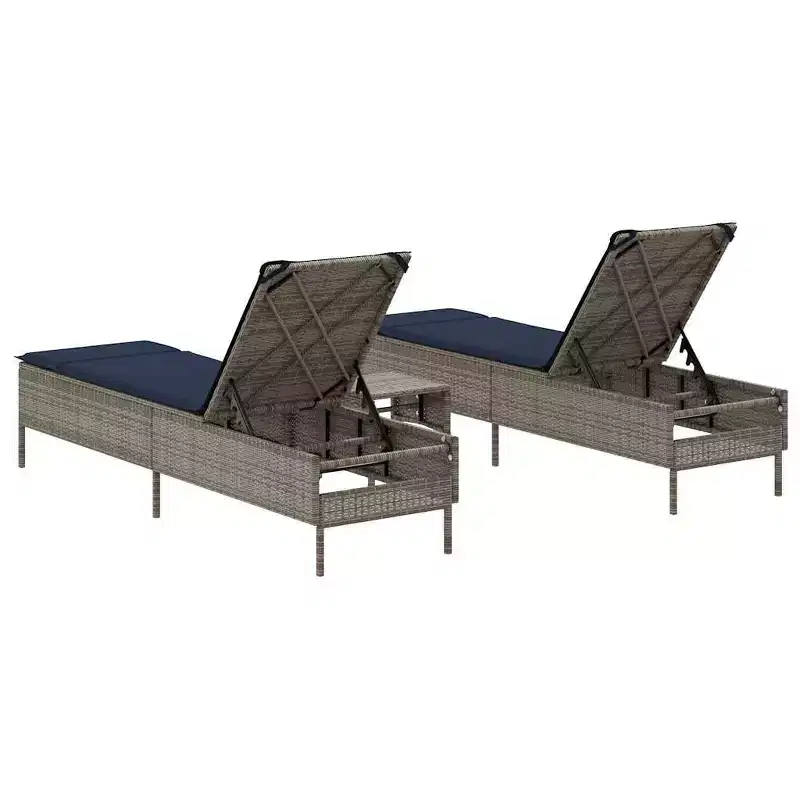 vidaXL Patio Sun Lounger Set PE rattan Extra Long Removable Covers