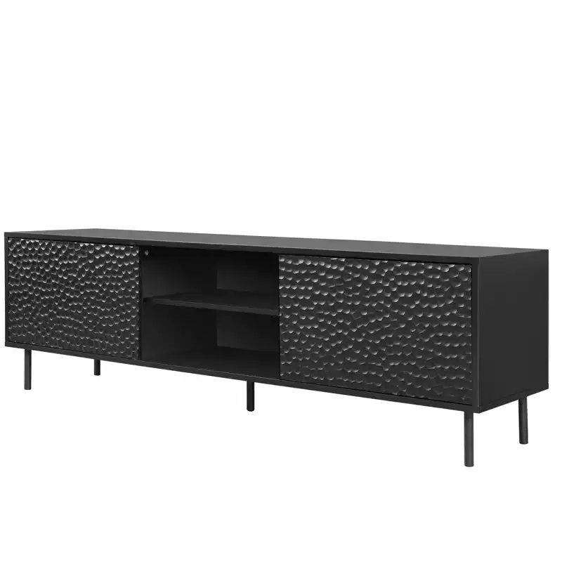 Modern TV Stand with Adjustable Shelves & Honeycomb Pattern