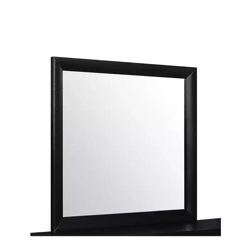 Black Mirror with Sleek Wood Frame, Large Modern Mirror for Bedroom or Wall Display