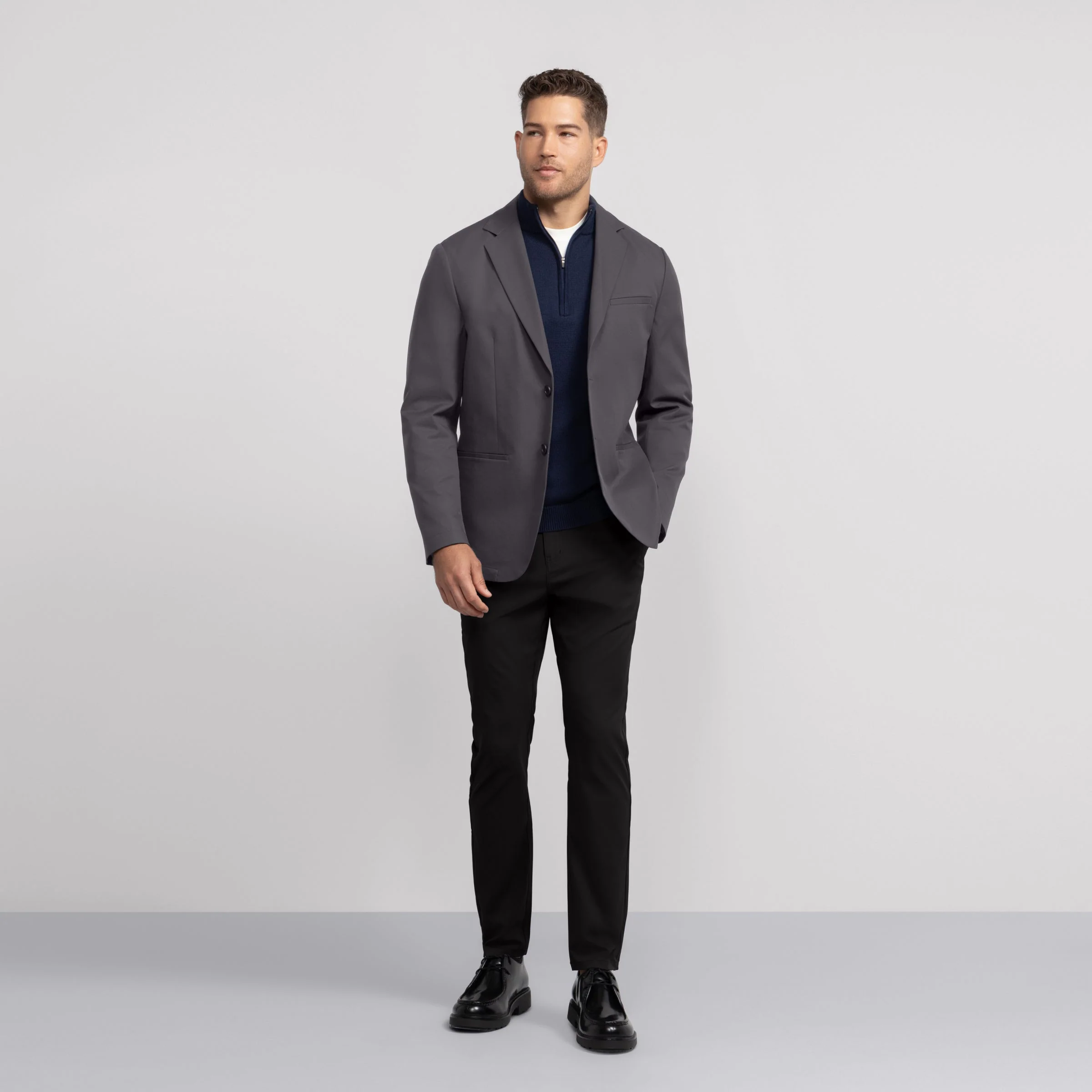 Classic Stretch Blazer - Charcoal Gray