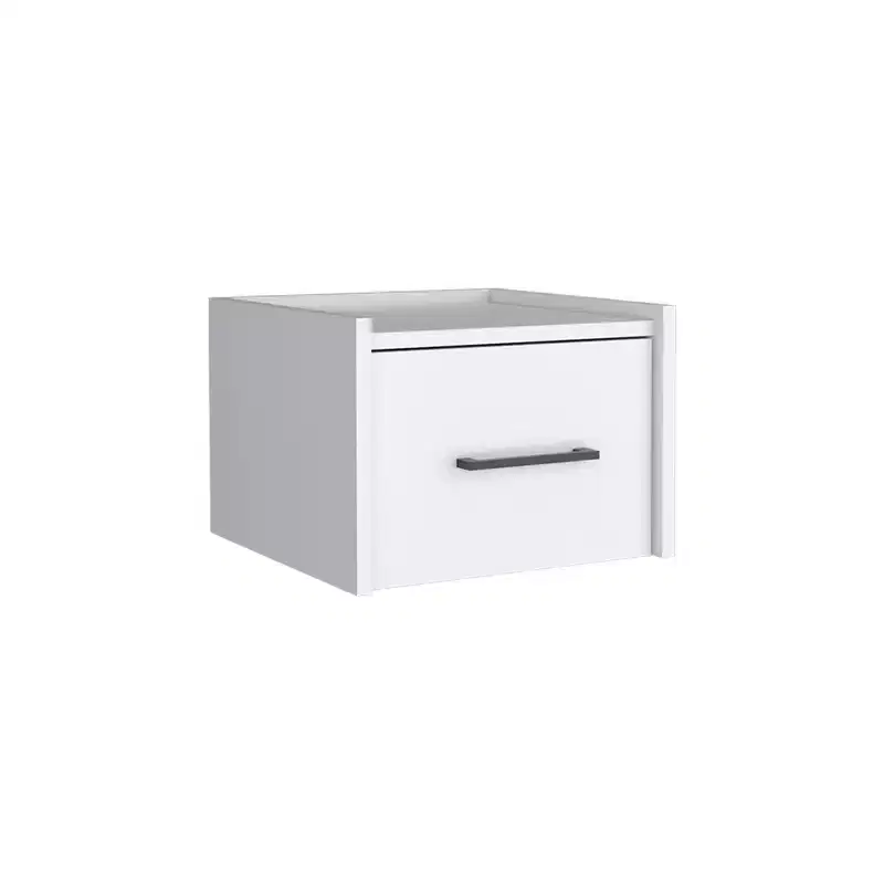 HomeRoots 10 White Wood One Drawer Floating Nightstand