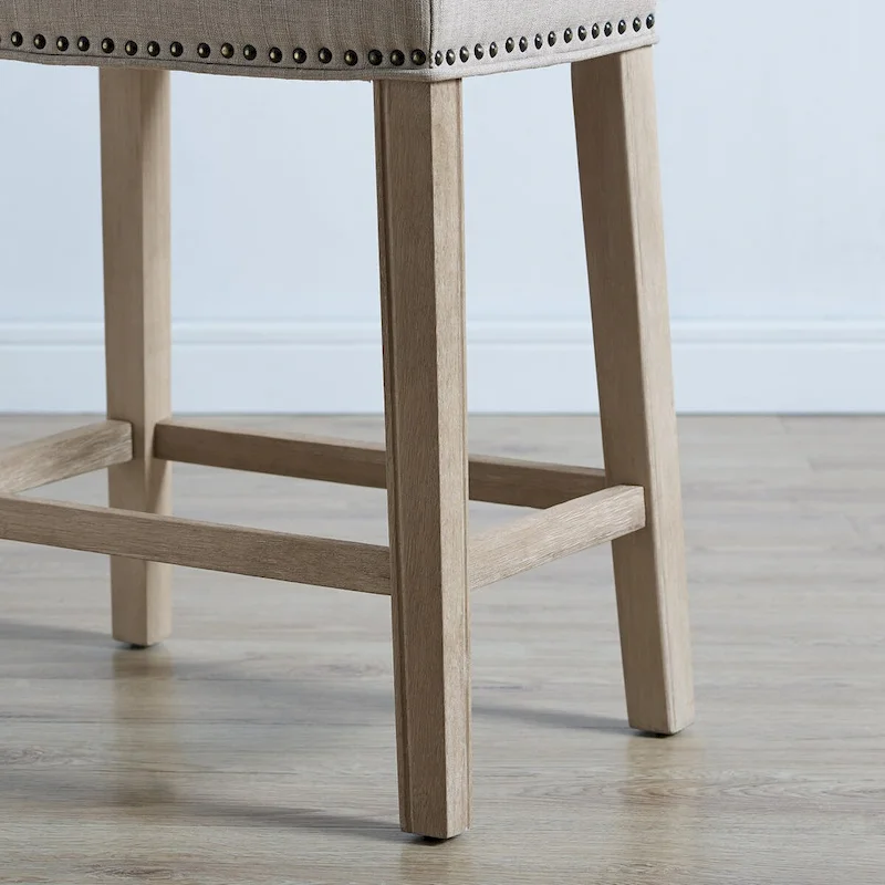 Set of 2 Upholstered Counter Height Backless Saddle Seat Stools