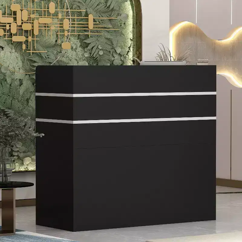 Famapy L-shaped Reception Desk Multifunctional Welcome Desk Workstation