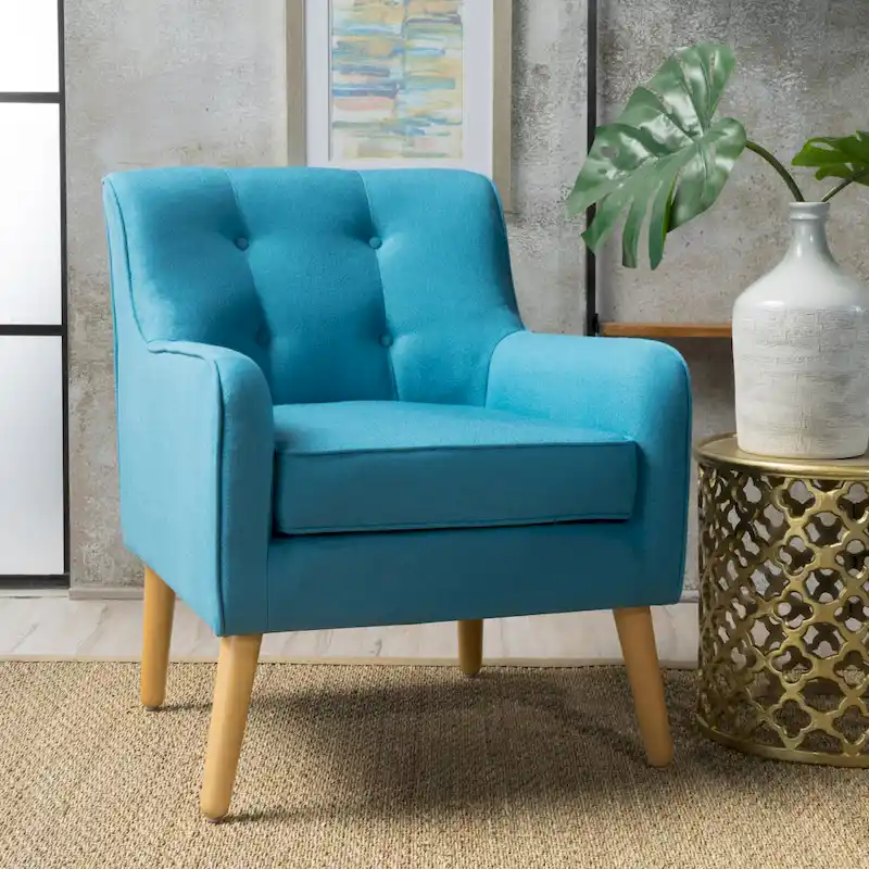 Upholstered Button-Tufted Accent Chair with Iron Hairpin Legs