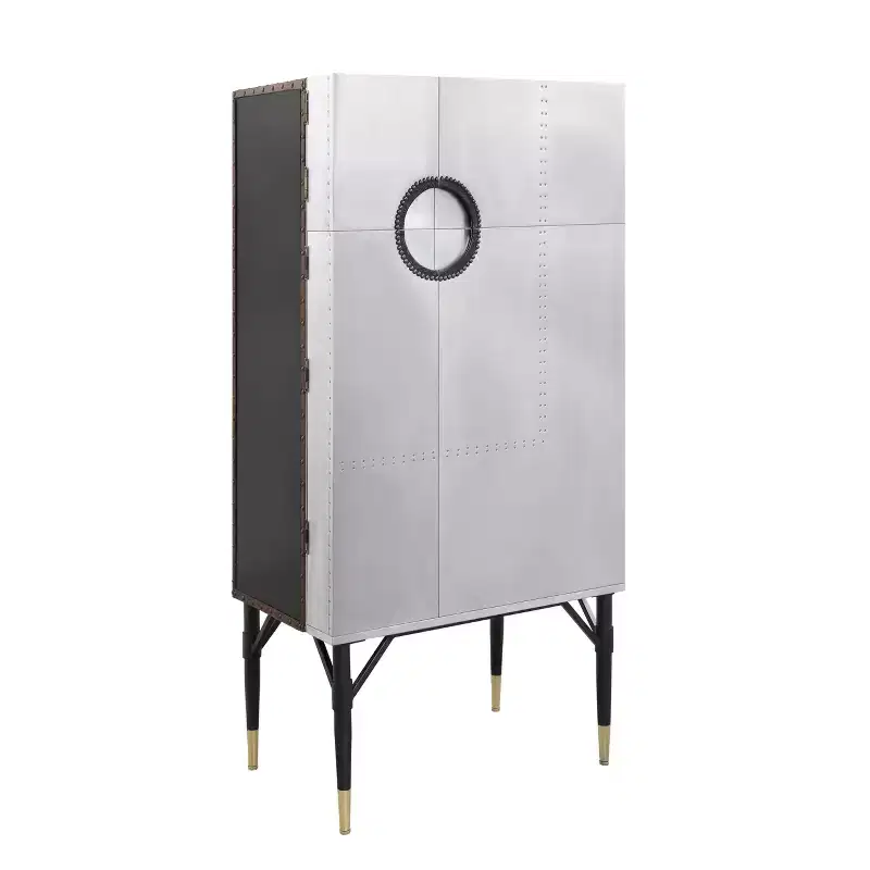 31.5" Yoela Wine Rack Leather and Aluminum - Acme Furniture