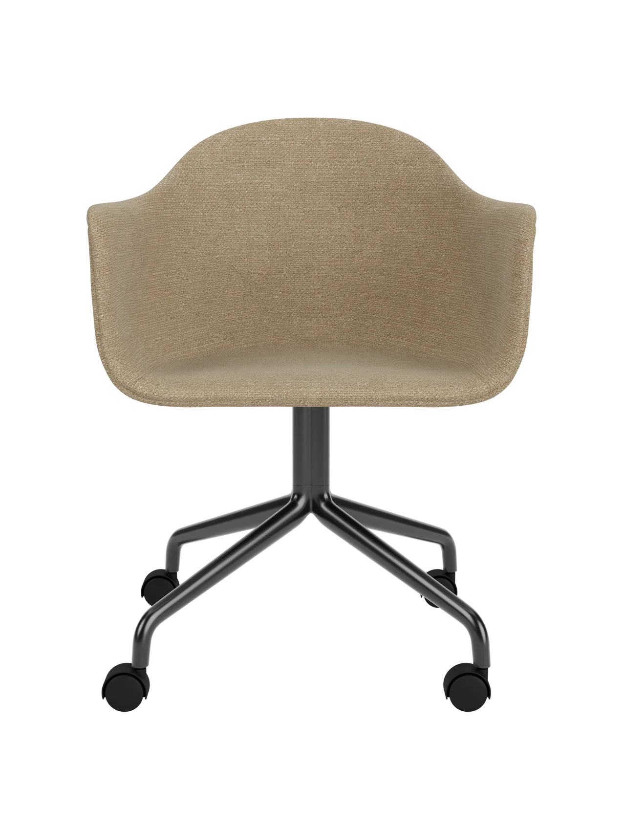Contemporary Upholstered Dining Chair Black Swivel Star Base with Casters for Office & Dining Room