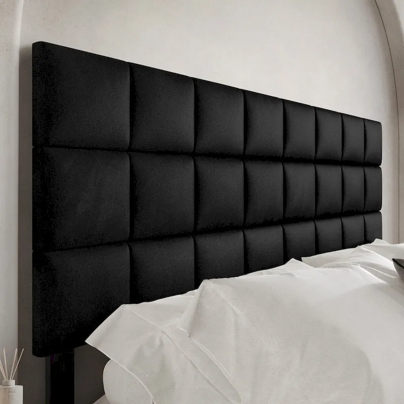 Square Stitching Velvet Upholstered Headboard