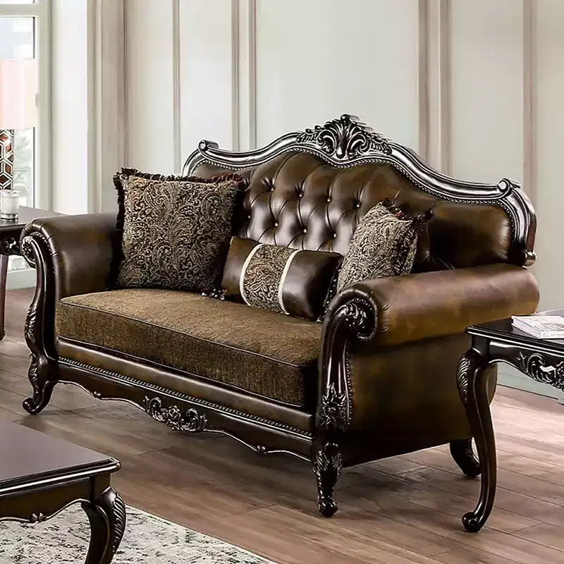 HOMES: Inside + Out Frazer 73" Loveseat Traditional with Nailhead Trim Brown