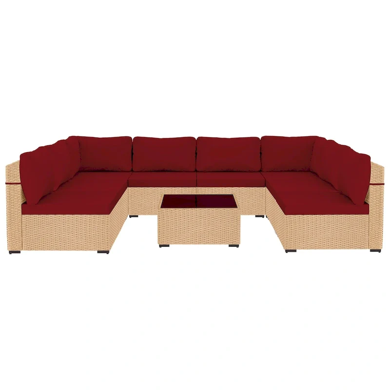 UPHA 9-Piece Outdoor Wicker Furniture Sectional Seating Set with Cushions