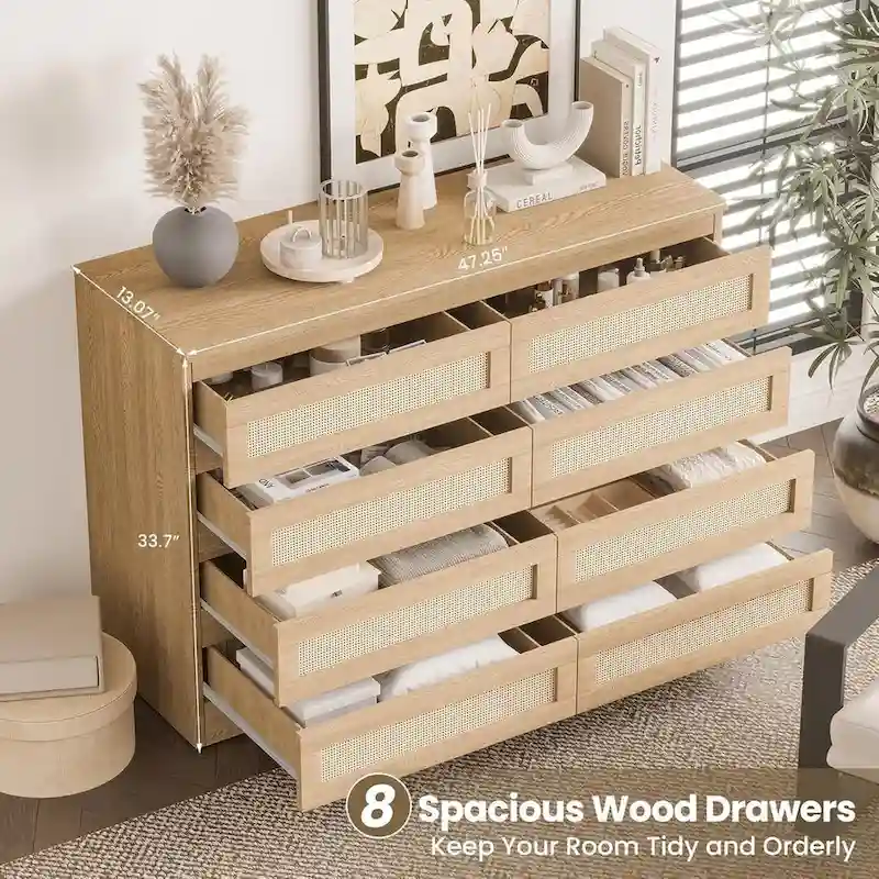 8 Drawer Double Dresser, Wooden Dresser Chest