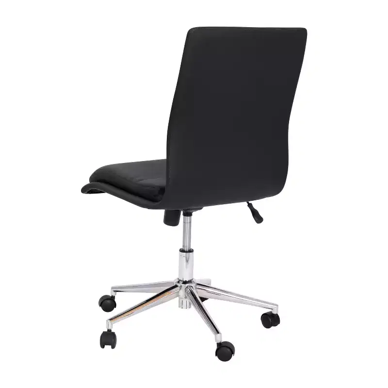 Mid-Back Armless Swivel Task Office Chair Bonded Leather Adjustable Metal Base