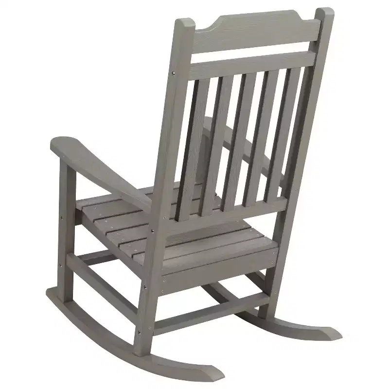Emma and Oliver All-Weather Rocking Chair in Faux Wood - Patio and Backyard Furniture