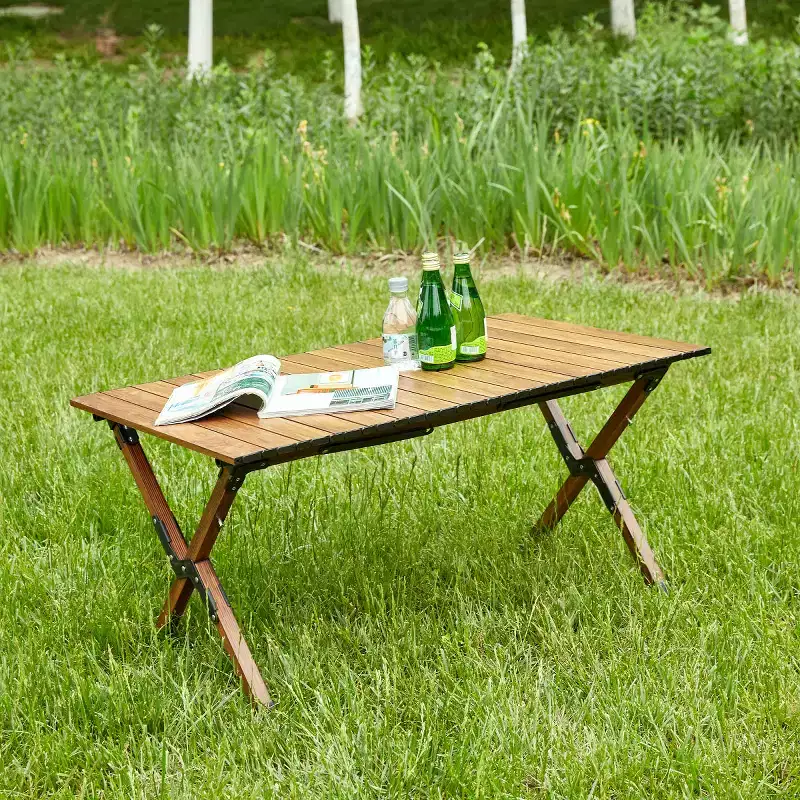 Portable Folding Camping Table, Lightweight Aluminum Roll-Up Table for Outdoor Picnic, BBQ & Backyard