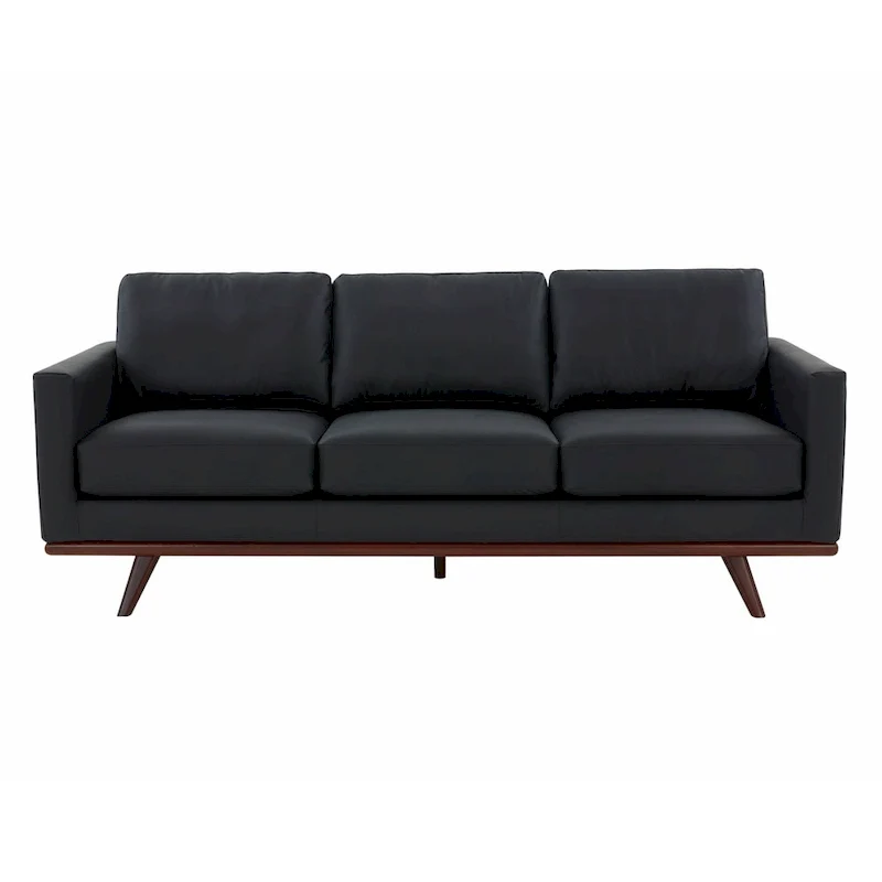 Chester Leather 3-Seater Sofa with Birch Wood Base Modern Living Room Couch with Removable Cushions - 83
