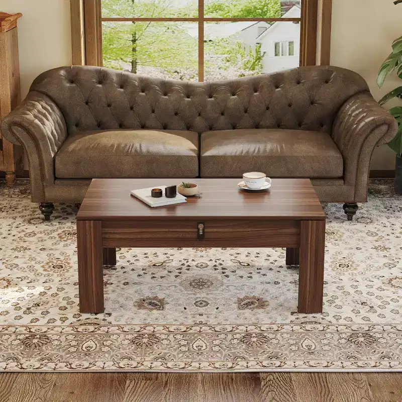 GDFStudio Marshall Multi-Functional Storage 40 W Wood Coffee Table with Combination Lock