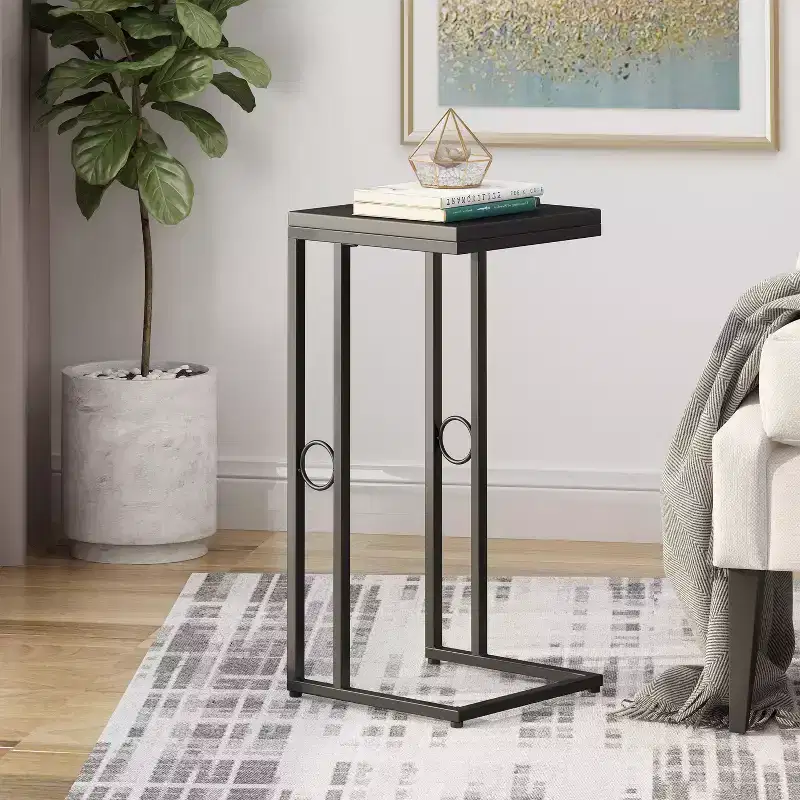 Christopher Knight Home Essex Modern Faux Wood and Iron C-Shaped Side Table